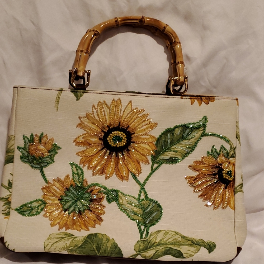 Isabella Fiore beaded sunflower handbag